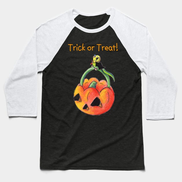 Green Trick or Keet (With Text) Baseball T-Shirt by KristenOKeefeArt